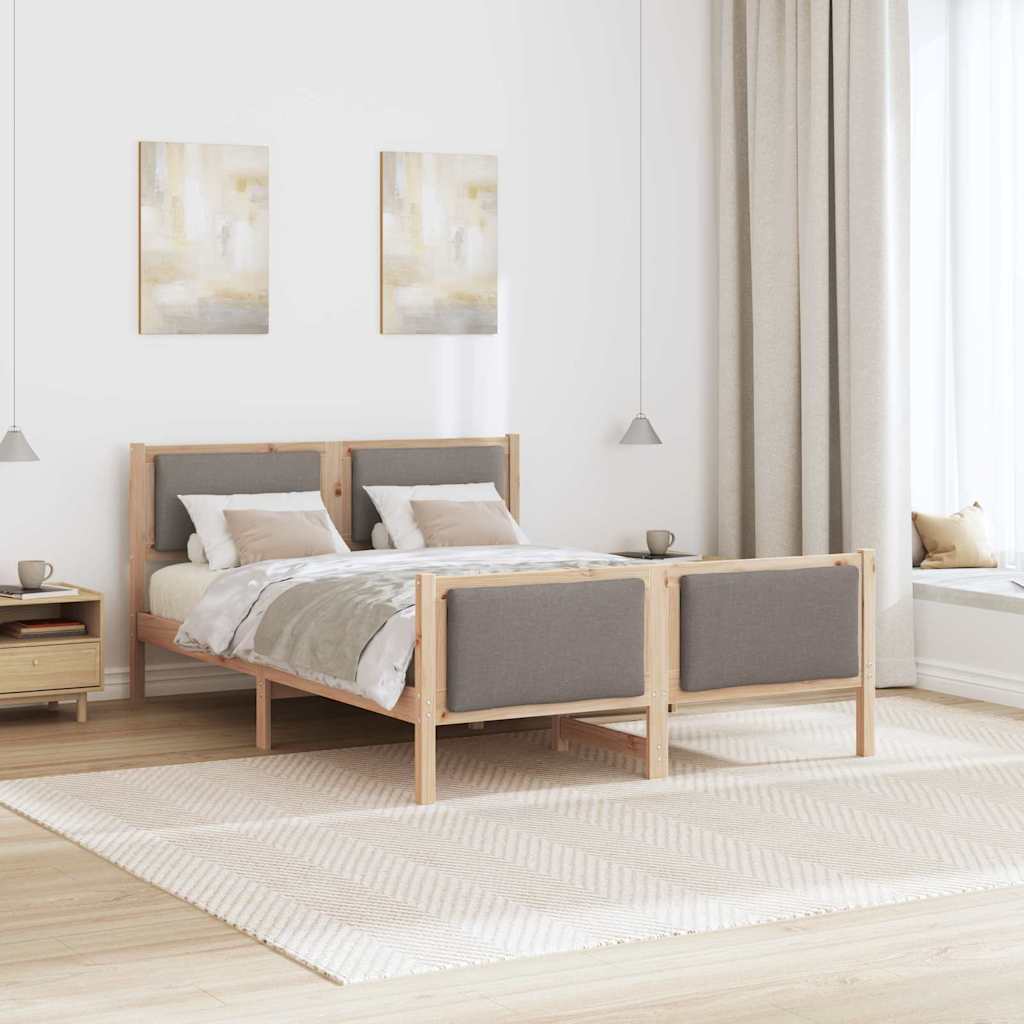 vidaXL Σκελετός Κρεβατιού με κεφαλάρι Taupe 140 x 190 cm ύφασμα