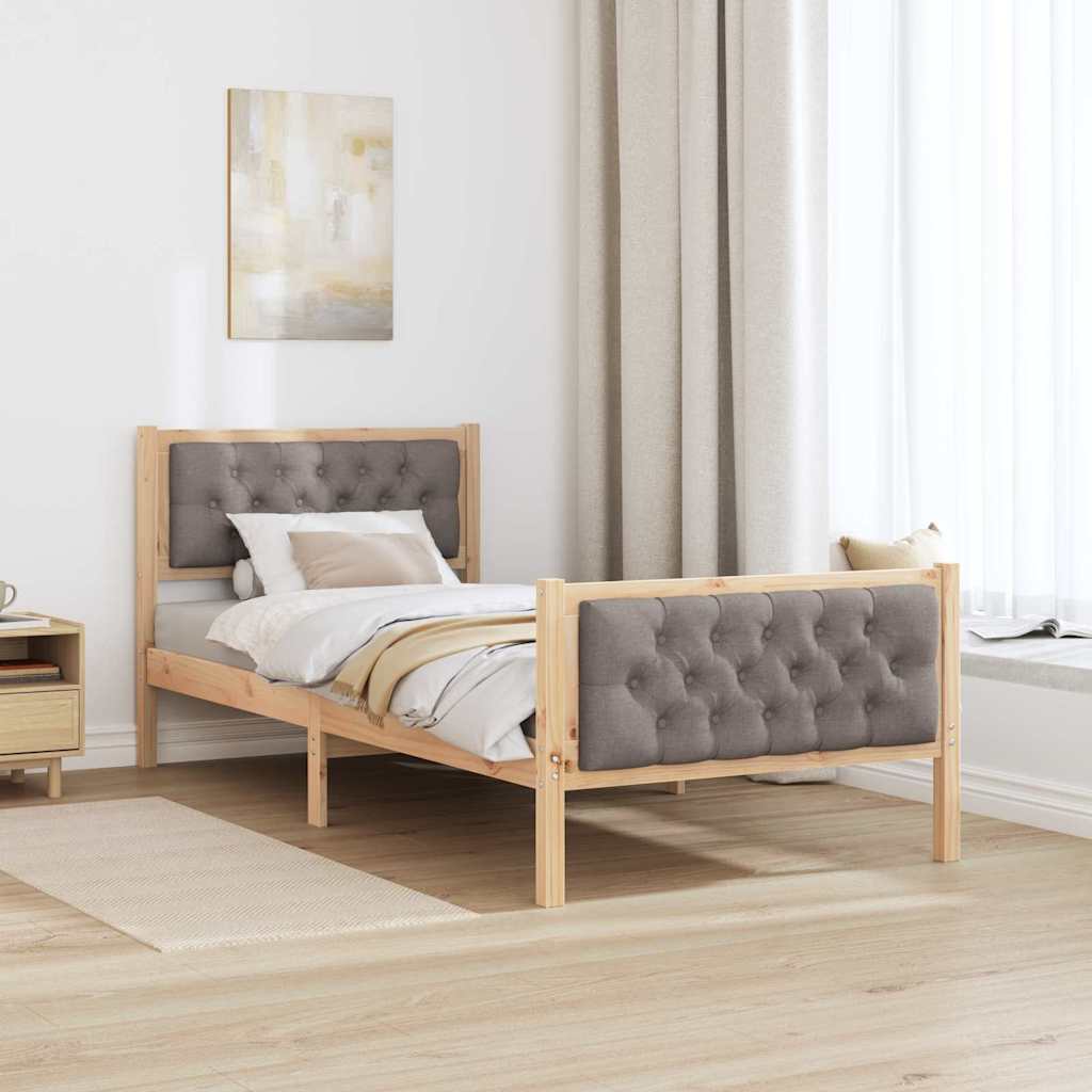 vidaXL Σκελετός Κρεβατιού Taupe 90 x 200 cm Στερεά ξυλεία πεύκου