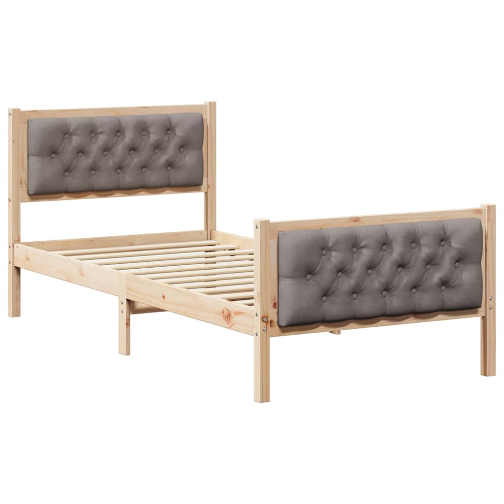 vidaXL Σκελετός Κρεβατιού Taupe 90 x 200 cm Στερεά ξυλεία πεύκου