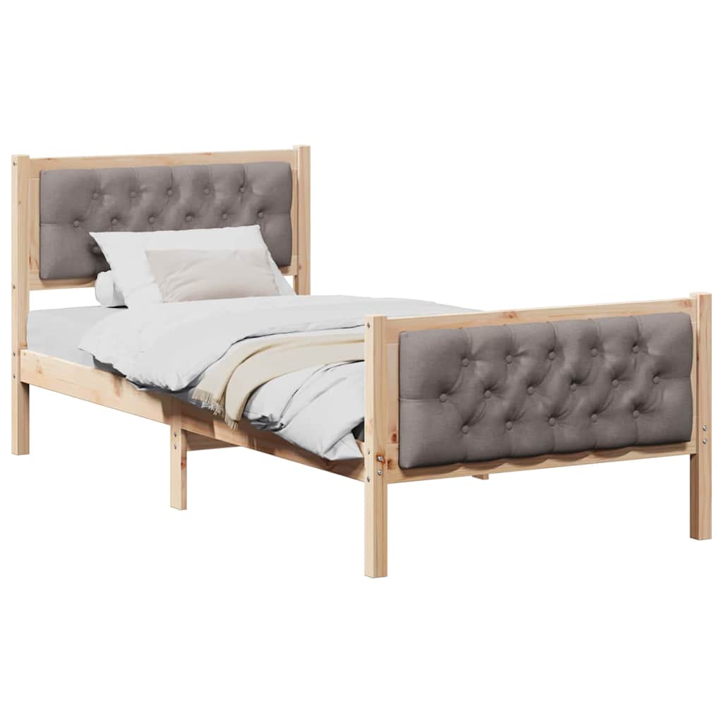 vidaXL Σκελετός Κρεβατιού Taupe 90 x 200 cm Στερεά ξυλεία πεύκου
