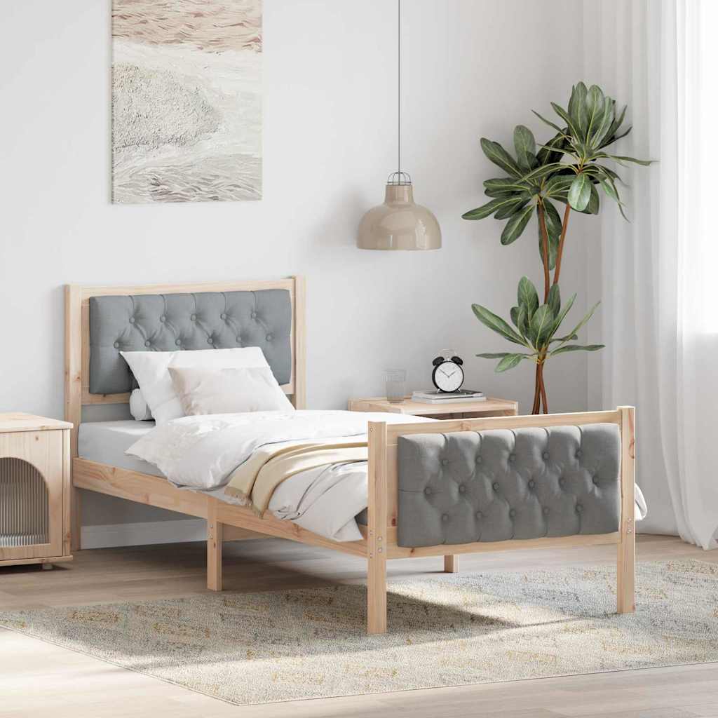 vidaXL Σκελετός Κρεβατιού Ανοιχτό γκρι 75 x 190 cm