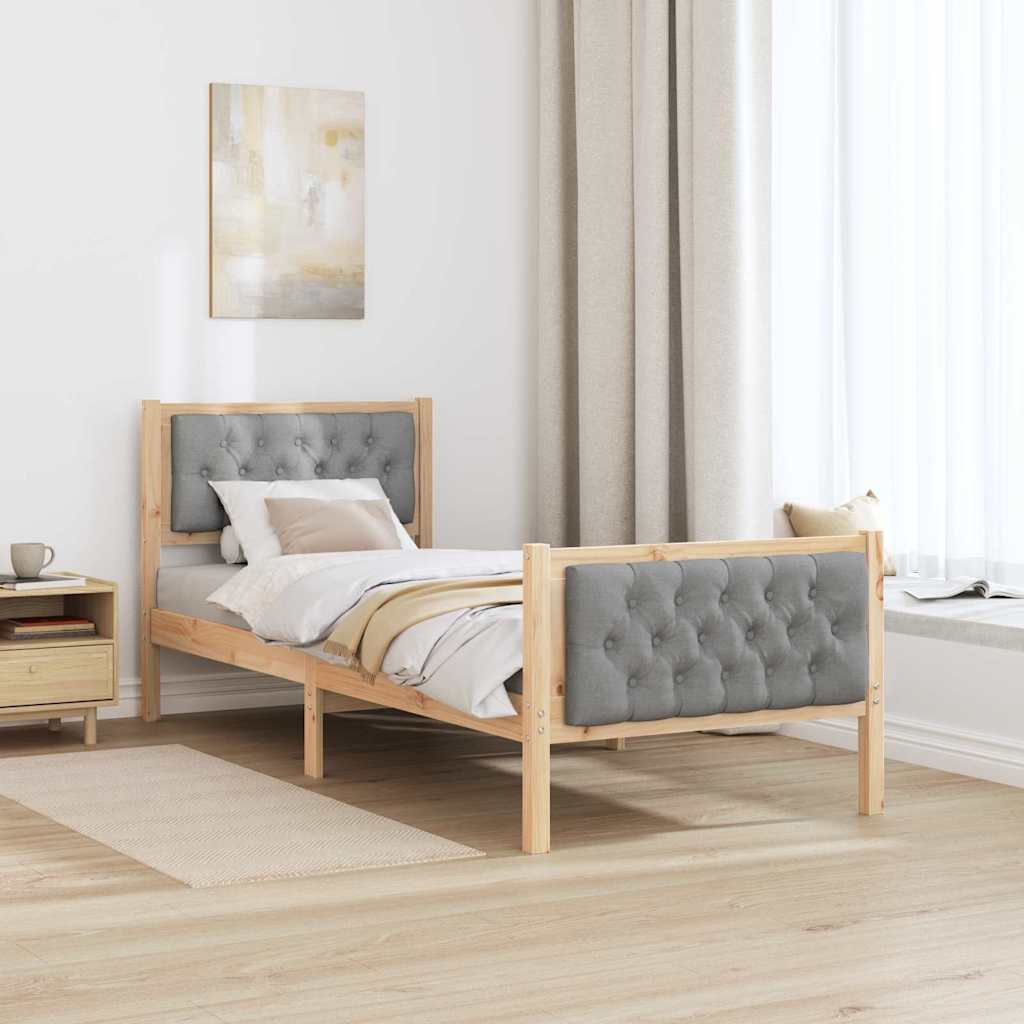 vidaXL Σκελετός Κρεβατιού Ανοιχτό γκρι 75 x 190 cm