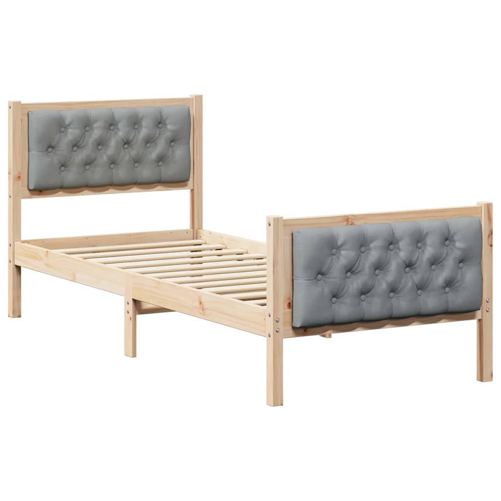 vidaXL Σκελετός Κρεβατιού Ανοιχτό γκρι 75 x 190 cm