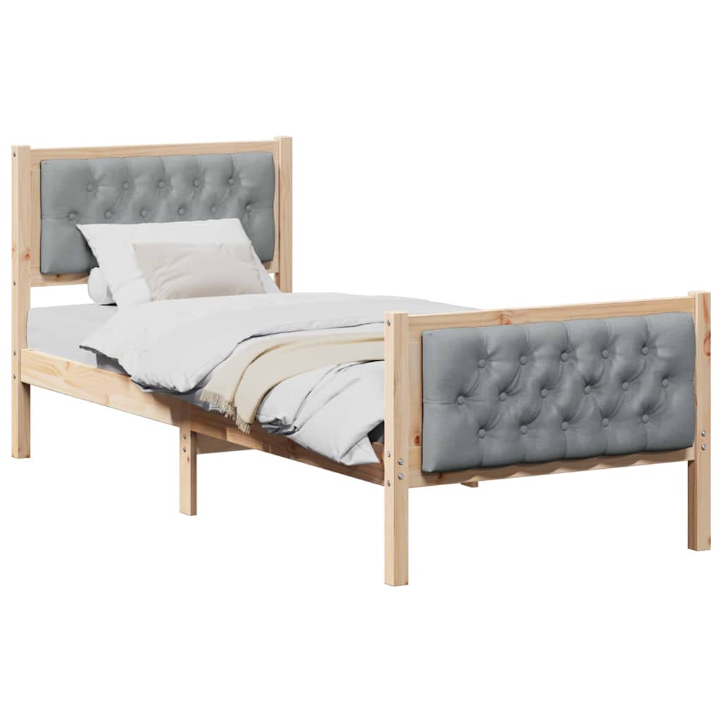 vidaXL Σκελετός Κρεβατιού Ανοιχτό γκρι 75 x 190 cm