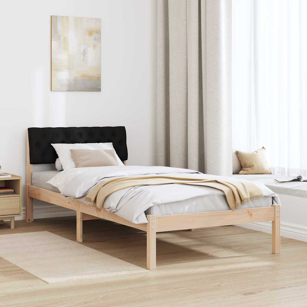 vidaXL Σκελετός Κρεβατιού Καφέ και μαύρο 90 x 200 cm Μασίφ ξύλο πεύκου