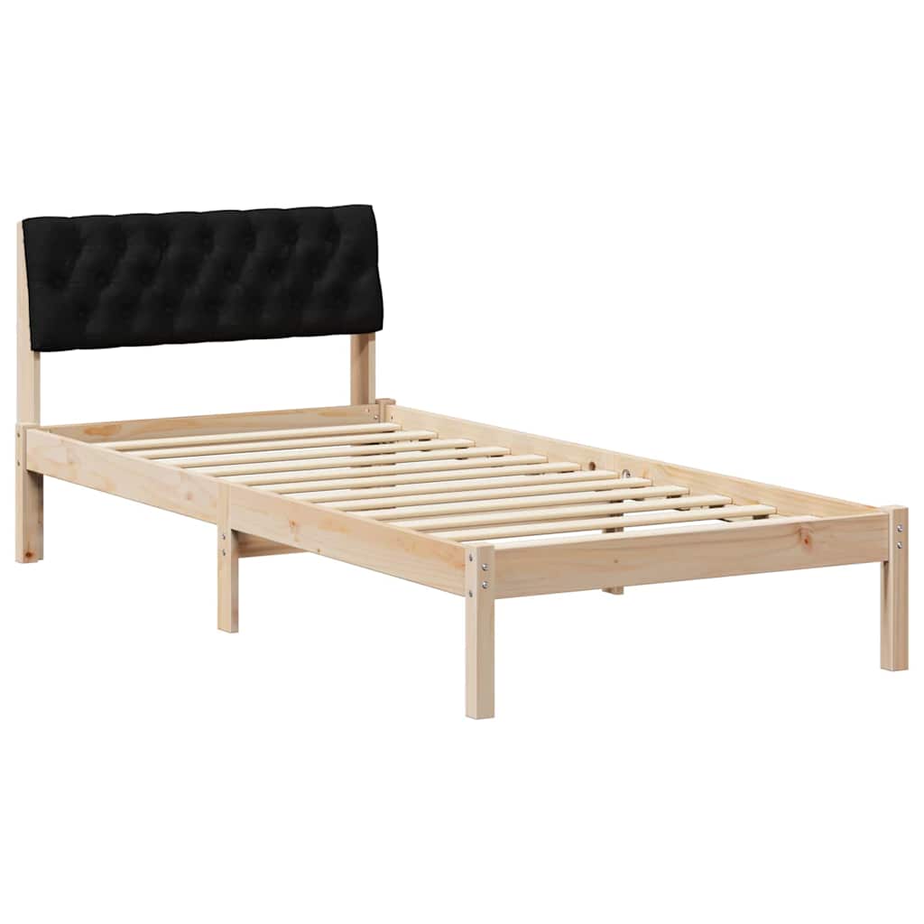 vidaXL Σκελετός Κρεβατιού Καφέ και μαύρο 90 x 200 cm Μασίφ ξύλο πεύκου