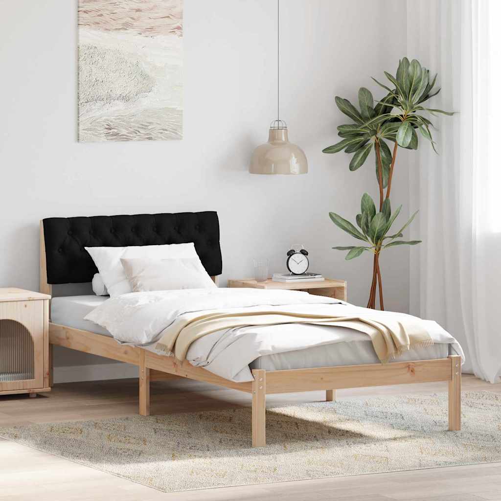 vidaXL Σκελετός Κρεβατιού Καφέ και μαύρο 90 x 190 cm Μασίφ ξύλο πεύκου