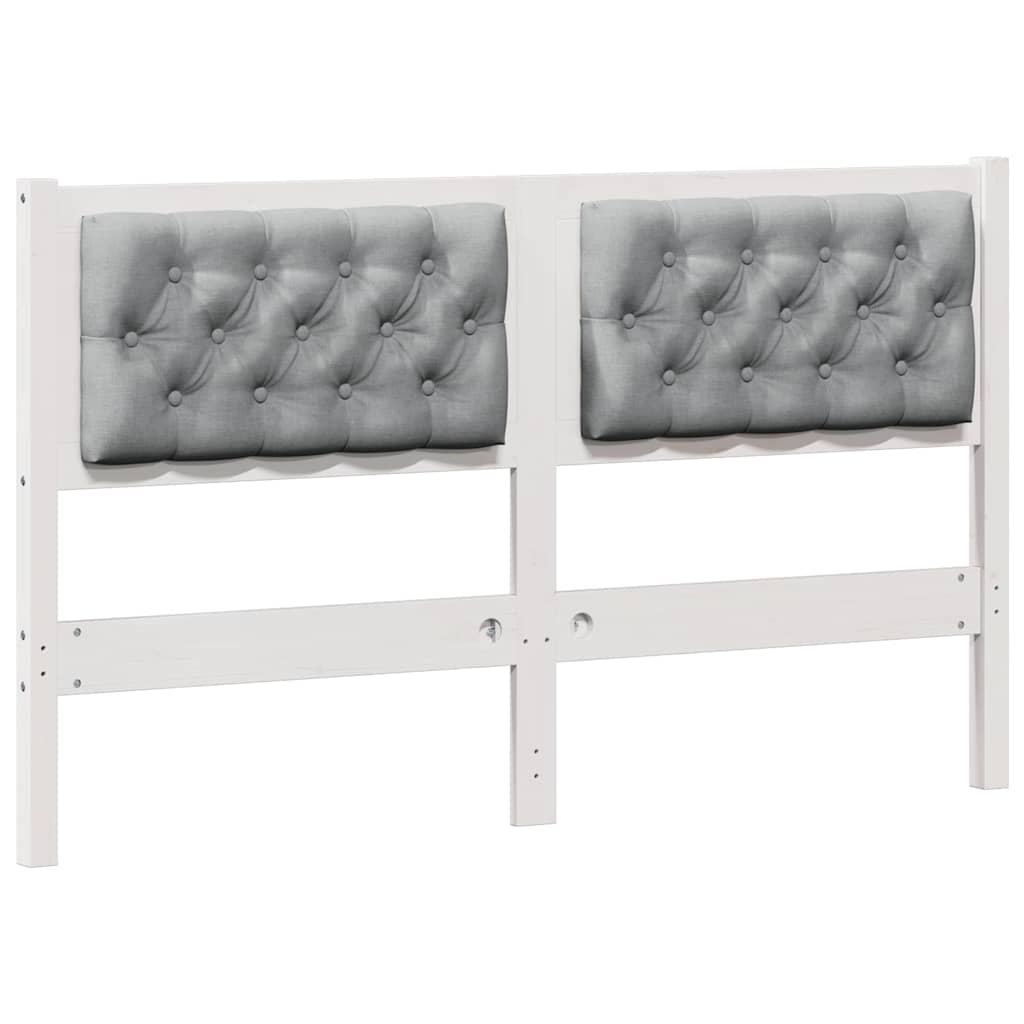 vidaXL Κεφαλάρι Άλλο Λευκό και ανοιχτό γκρι 140 cm Μασίφ ξύλο πεύκου