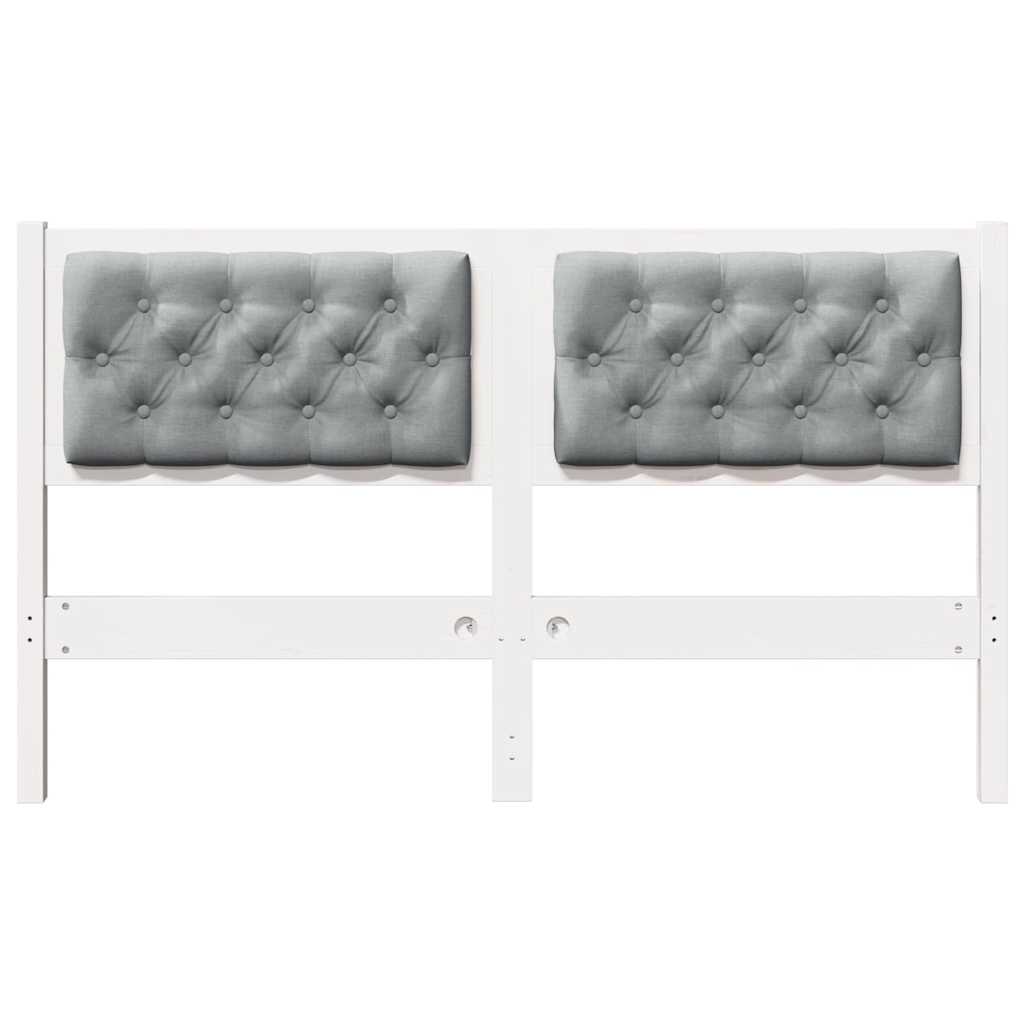 vidaXL Κεφαλάρι Άλλο Λευκό και ανοιχτό γκρι 140 cm Μασίφ ξύλο πεύκου