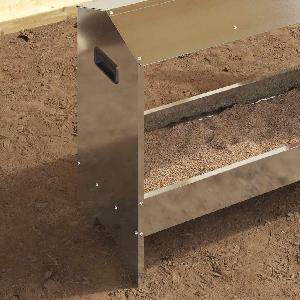 vidaXL Τάφος ταΐσματος κοτόπουλων Ασημί 81 x 32 x 53,5 εκ