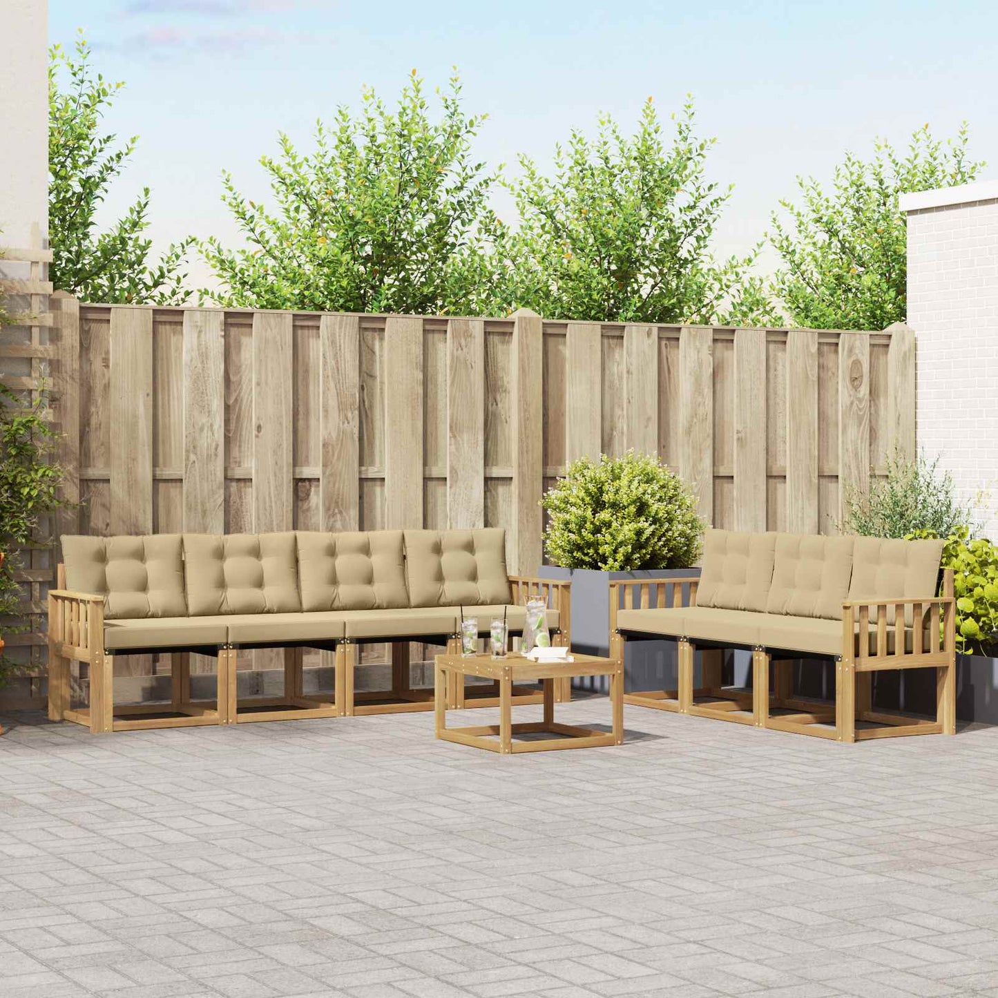 vidaXL Σειρά Καναπέ Εξωτερικού 8 τμχ. Λευκό και Μπεζ
