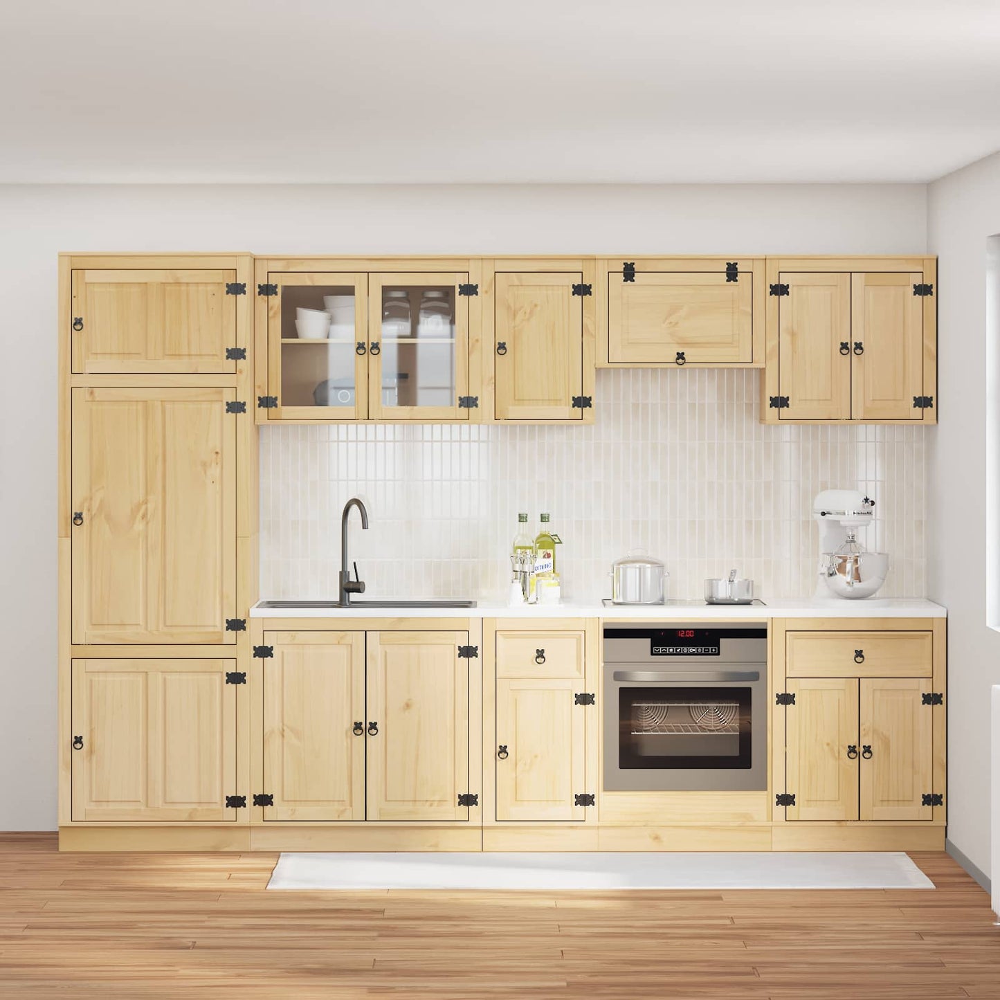 vidaXL Ντουλαπιού (Cabinet) SKI 9 τμχ. Μέλι Καφέ Στερεά ξυλεία πεύκου