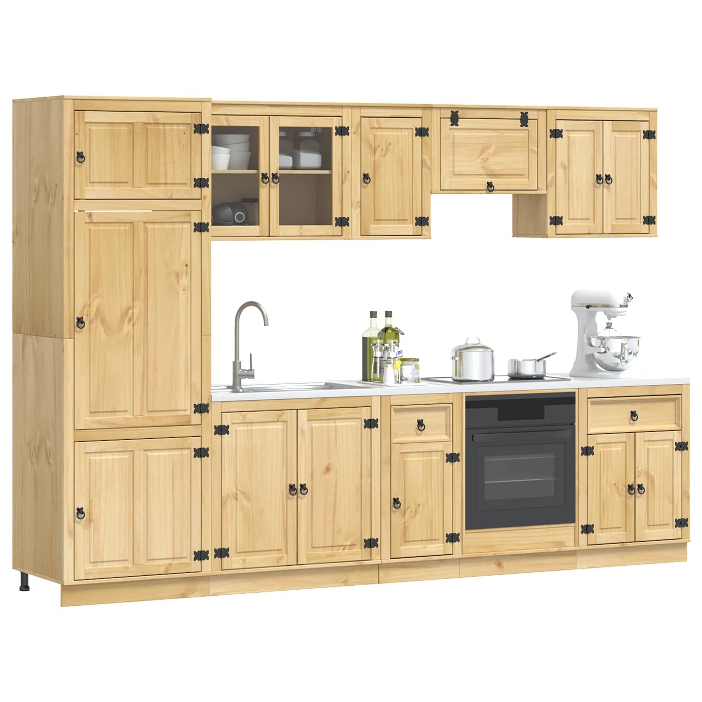 vidaXL Ντουλαπιού (Cabinet) SKI 9 τμχ. Μέλι Καφέ Στερεά ξυλεία πεύκου