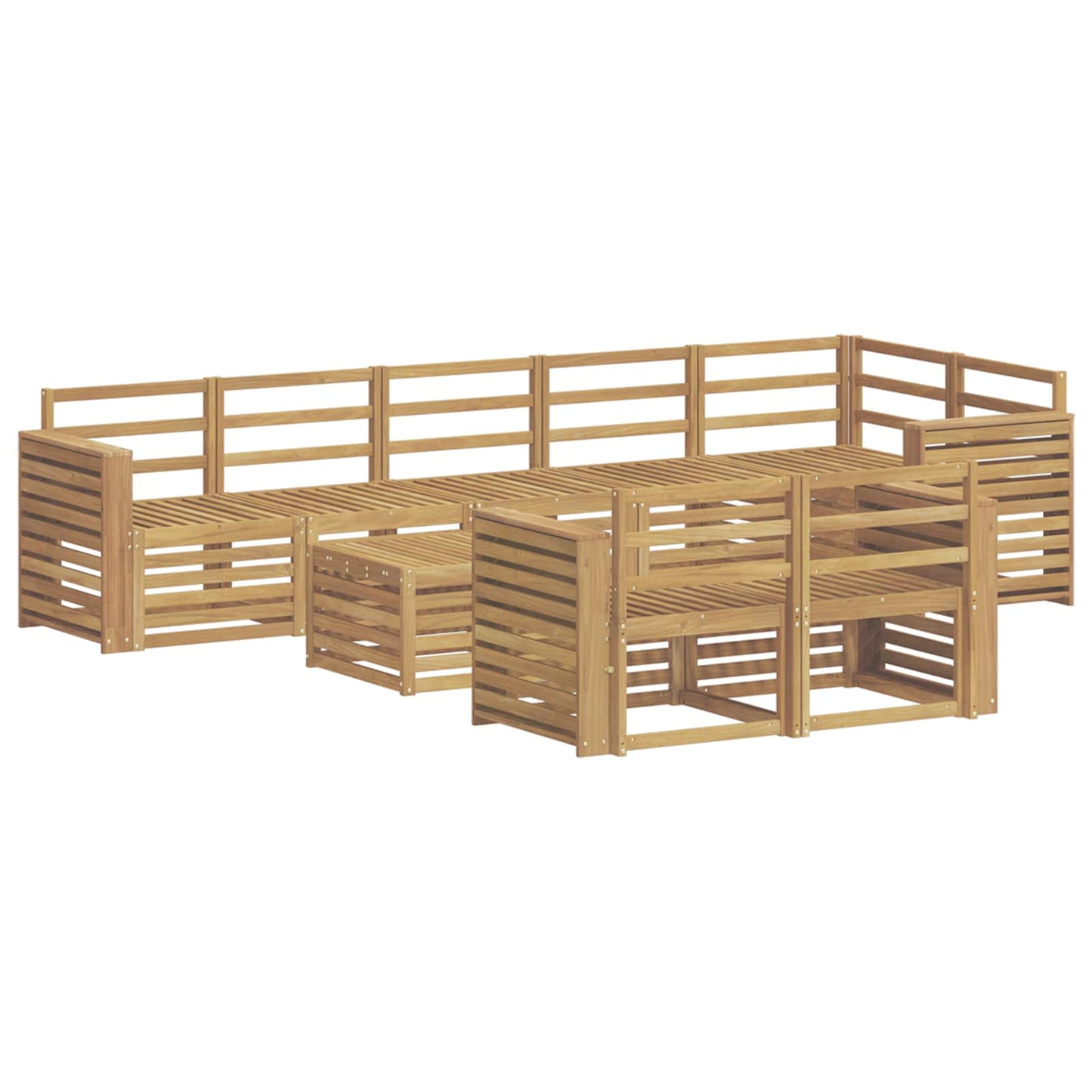 vidaXL Σειρά Καναπέ Εξωτερικού 9 τμχ. Λευκό Στερεό Ξύλο Ακακίας