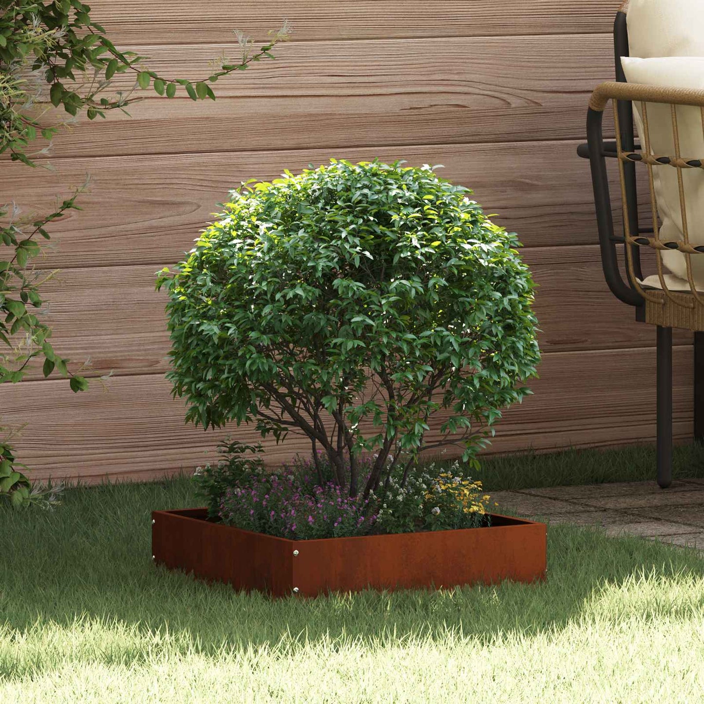 vidaXL Περίγραμμα γκαζόν 40 x 40 x 13 cm Σκ rusty