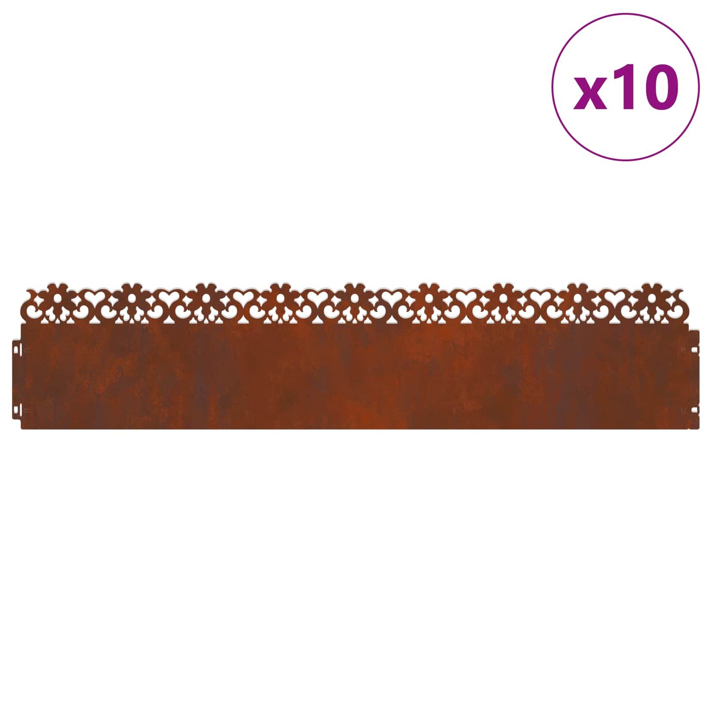 vidaXL Περιγράμματα γκαζόν 10 τμχ. 103 x 0,05 x 22 εκ Σκ rusty