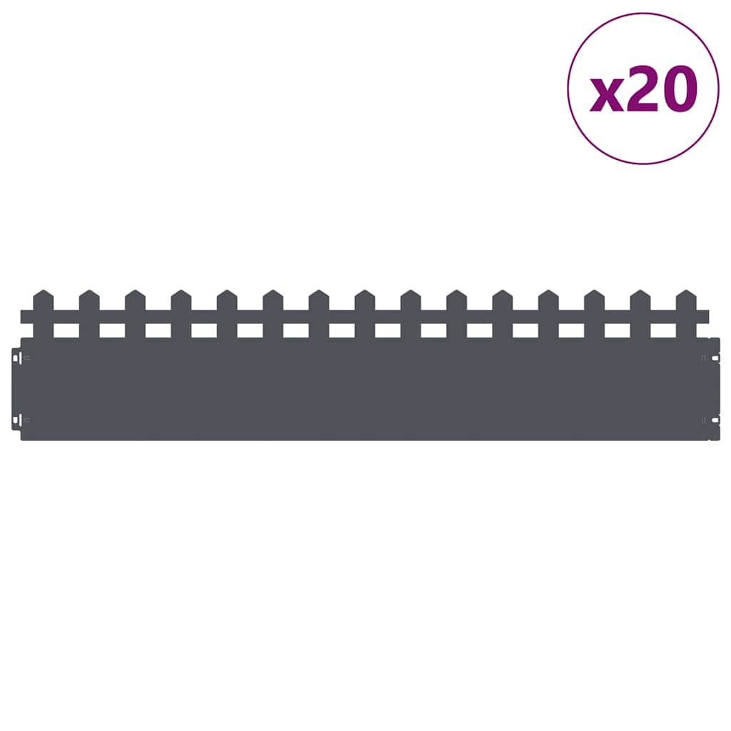 vidaXL Περιγράμματα γκαζόν 20 τμχ. 103 x 0,05 x 22 εκ Ατσάλι Ανθρακί