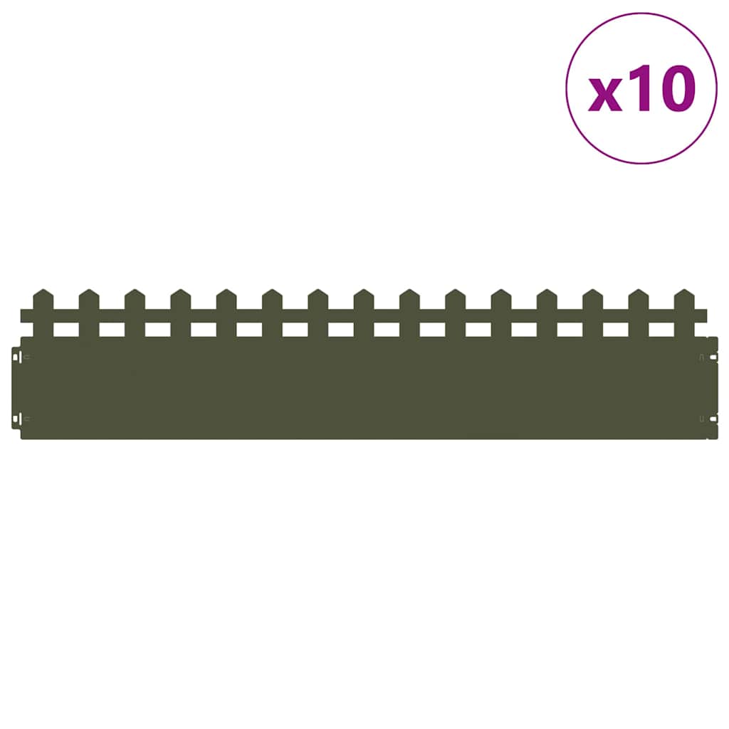 vidaXL Περιγράμματα γκαζόν 10 τμχ. 103 x 0,05 x 22 εκ Ατσάλι Λαδί