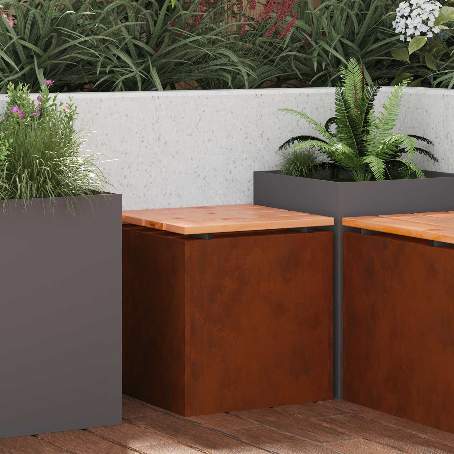 vidaXL Παγκάκι κήπου 1 -Seater 40 x 40 x 43 cm Σκ rusty τετράγωνο