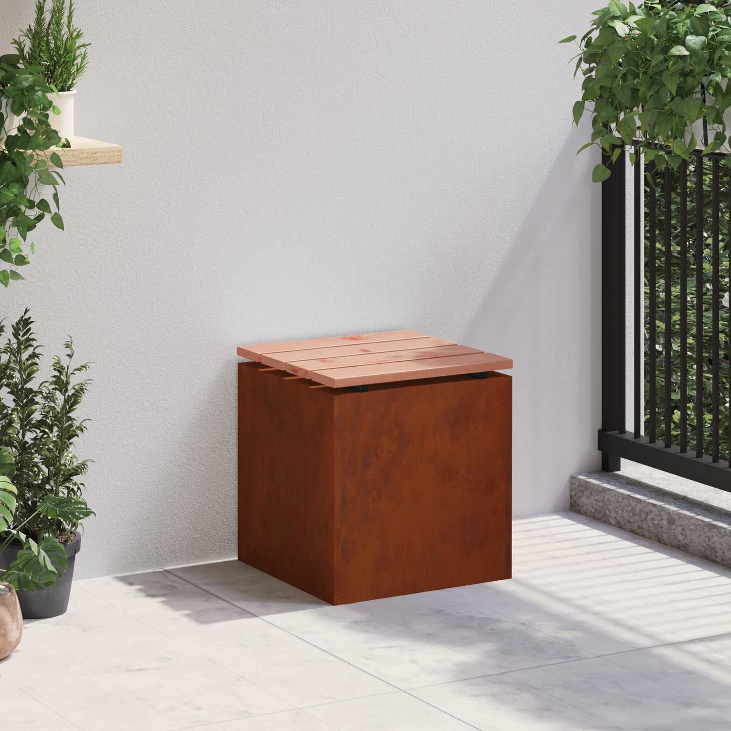 vidaXL Παγκάκι κήπου 1 -Seater 40 x 40 x 43 cm Σκ rusty τετράγωνο