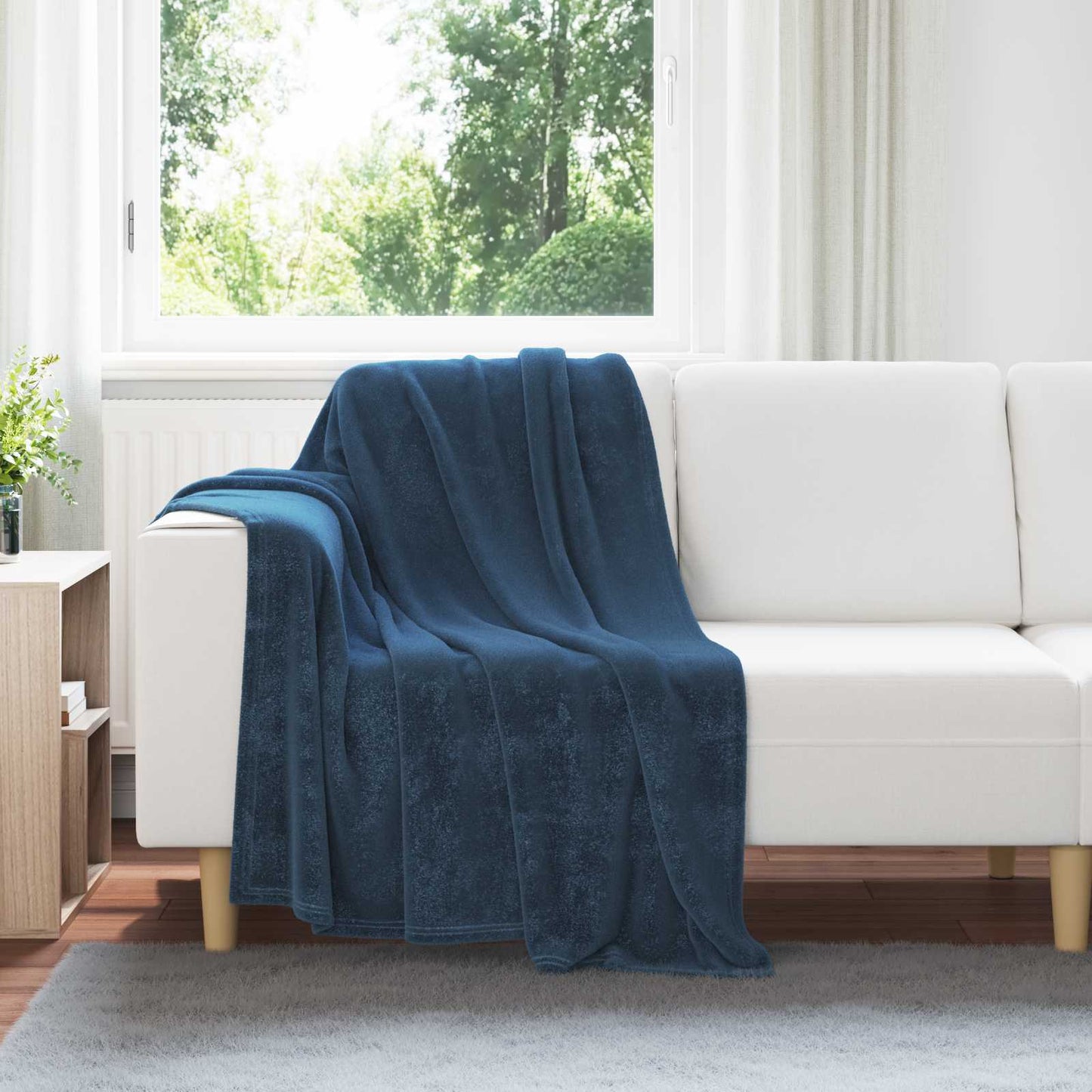vidaXL Ριχτάρι Σκούρο μπλε 150 x 130 cm 0,51 kg Μαλλί