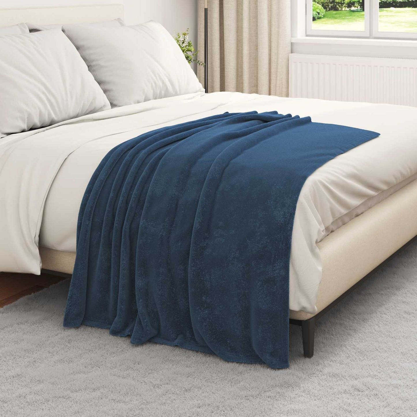 vidaXL Ριχτάρι Σκούρο μπλε 150 x 130 cm 0,51 kg Μαλλί