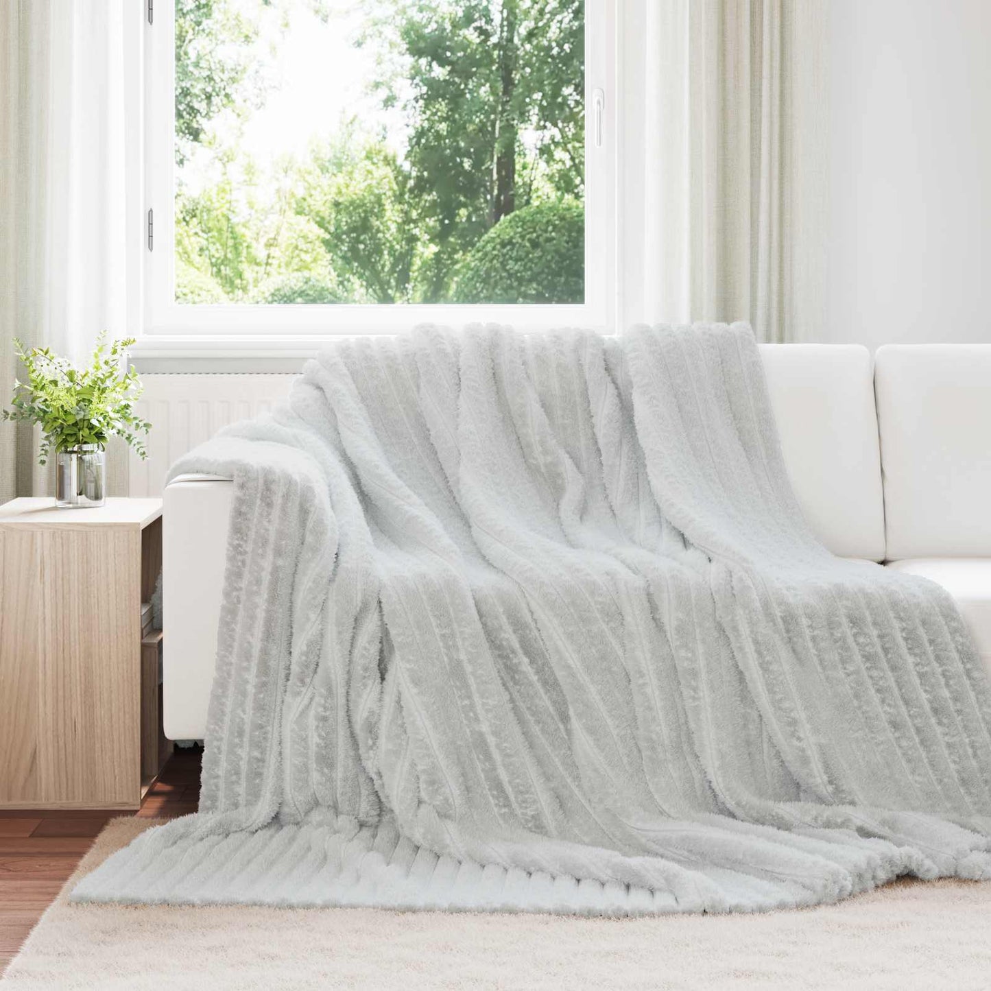 vidaXL Κουβέρτα Γκρι 240 x 220 cm Μαλλί