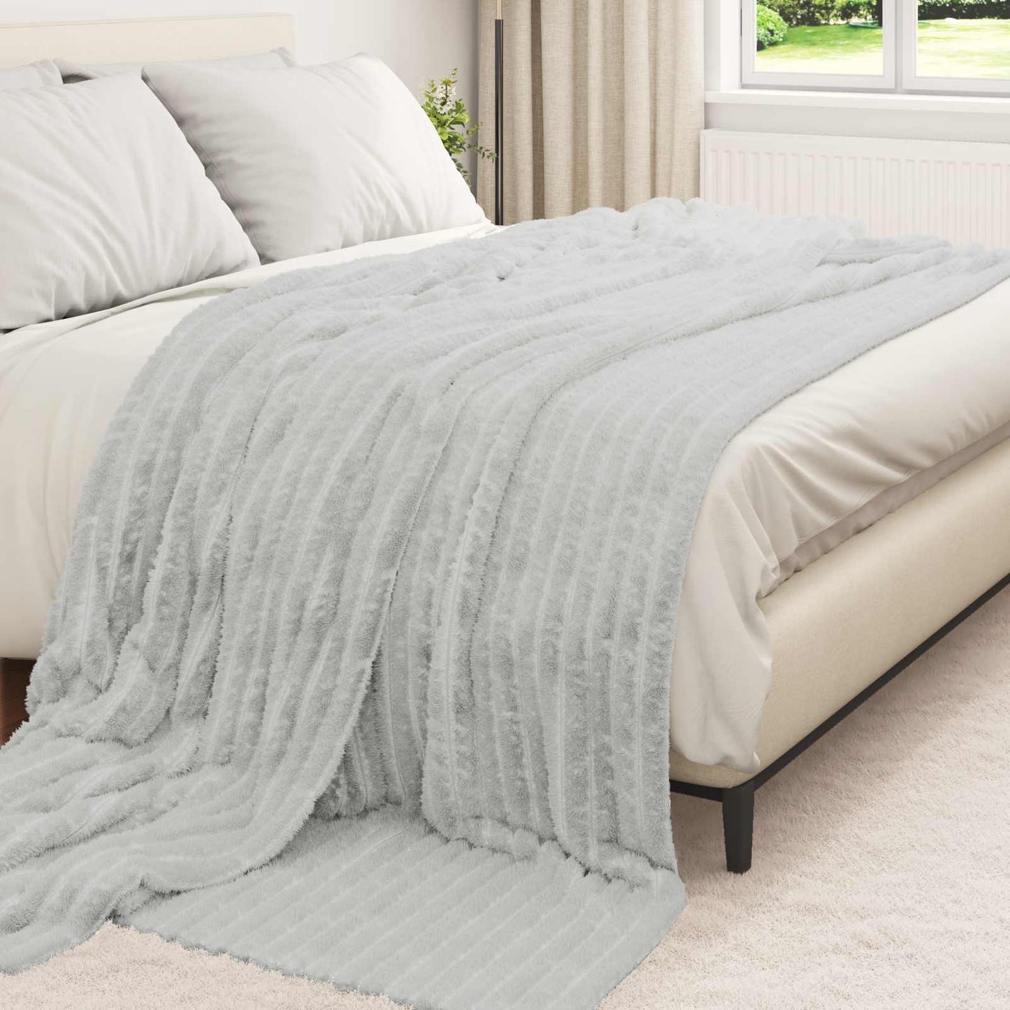 vidaXL Κουβέρτα Γκρι 240 x 220 cm Μαλλί