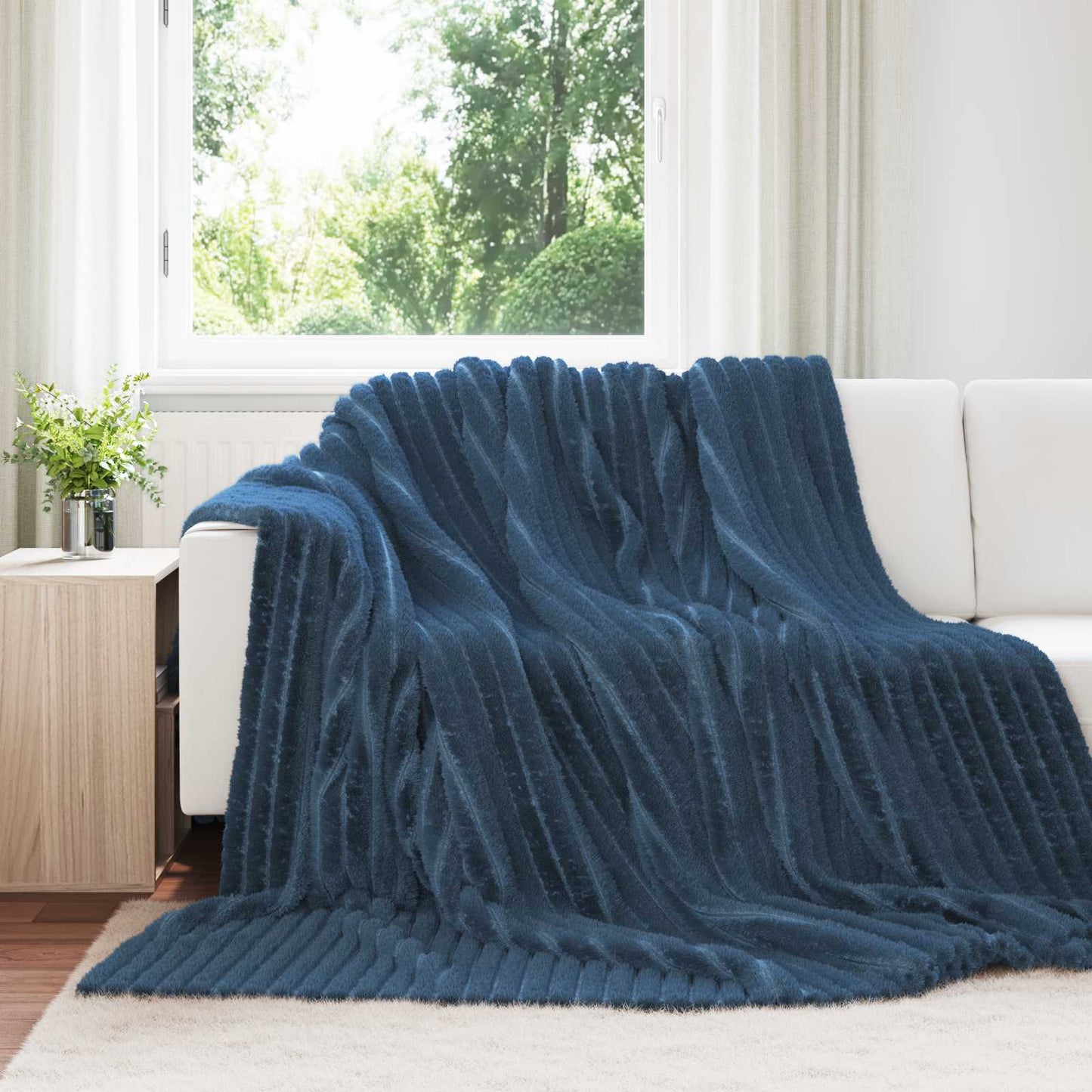vidaXL Ριχτάρι Σκούρο μπλε 270 x 240 cm 1,77 kg Μαλλί