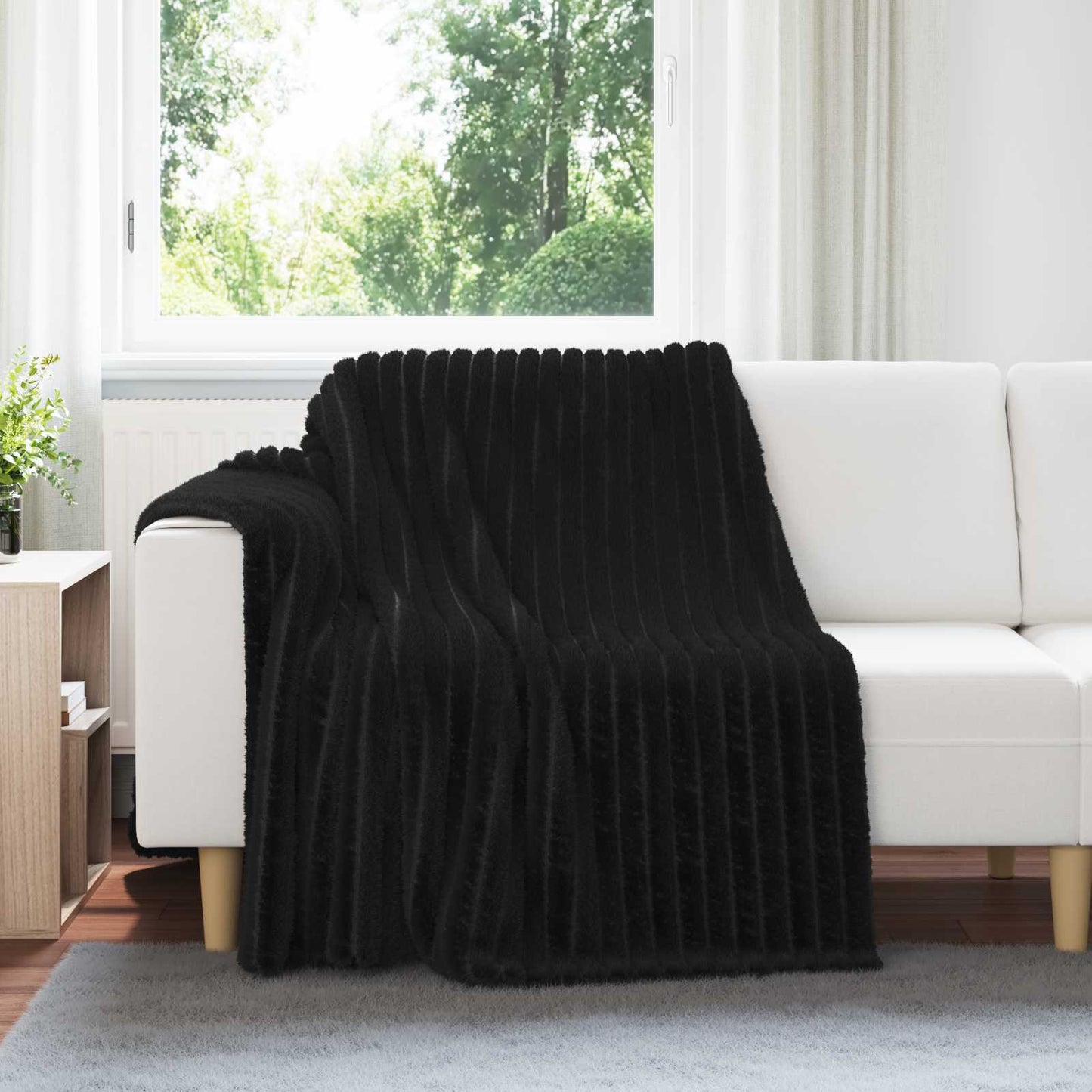 vidaXL Ριχτάρι Μαύρο 200 x 150 cm 0,8 kg Μαλλί