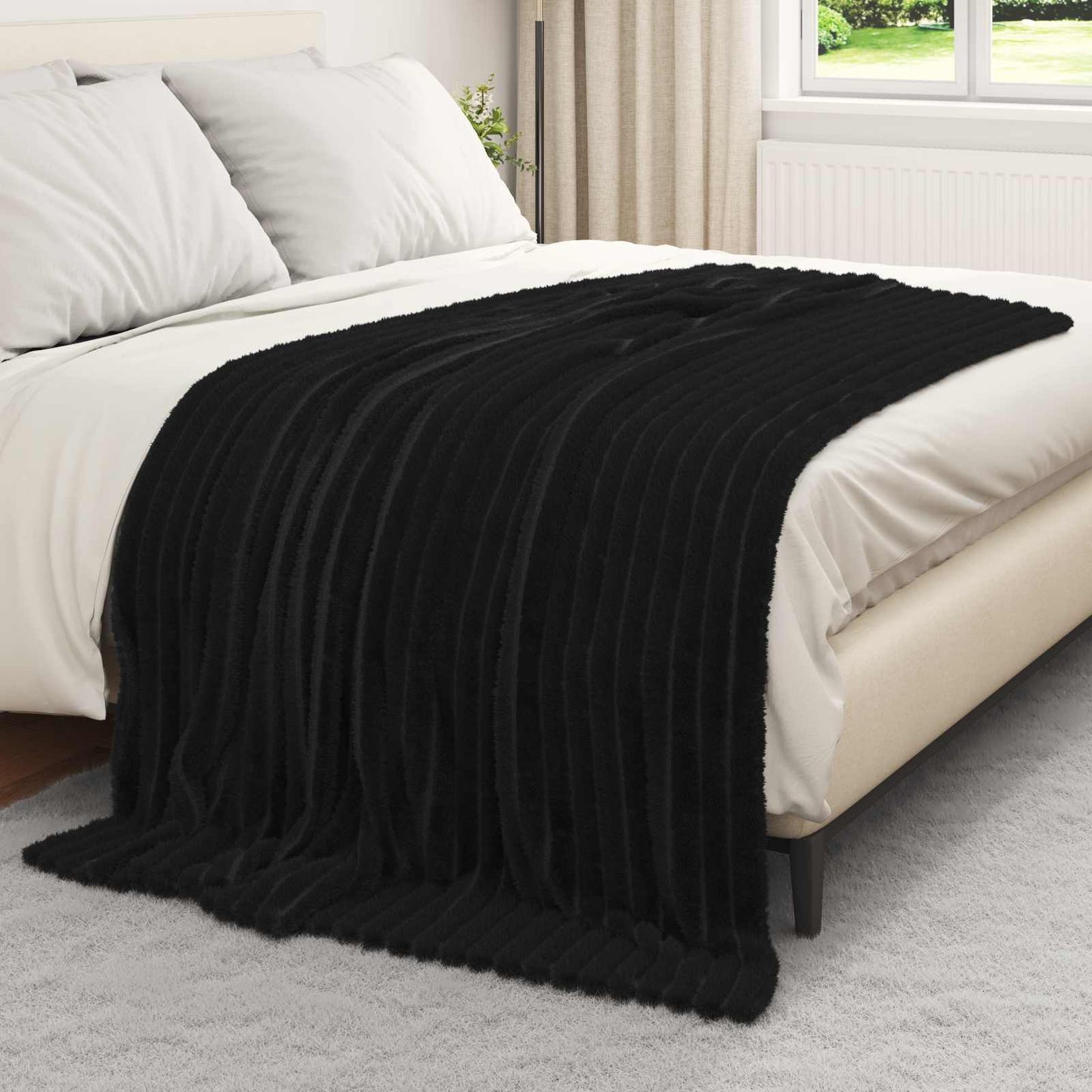 vidaXL Ριχτάρι Μαύρο 200 x 150 cm 0,8 kg Μαλλί