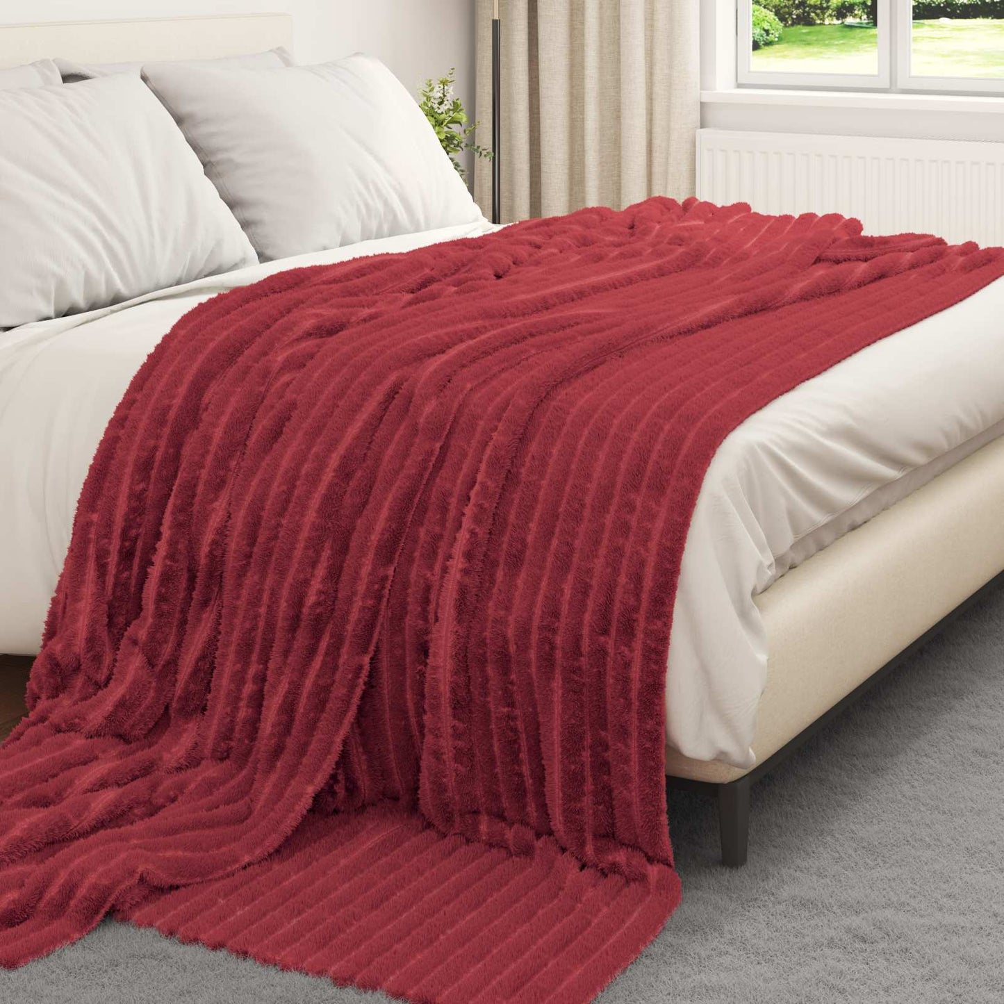 vidaXL Κουβέρτα Βεραμάν Κόκκινο 240 x 220 cm Μαλλί