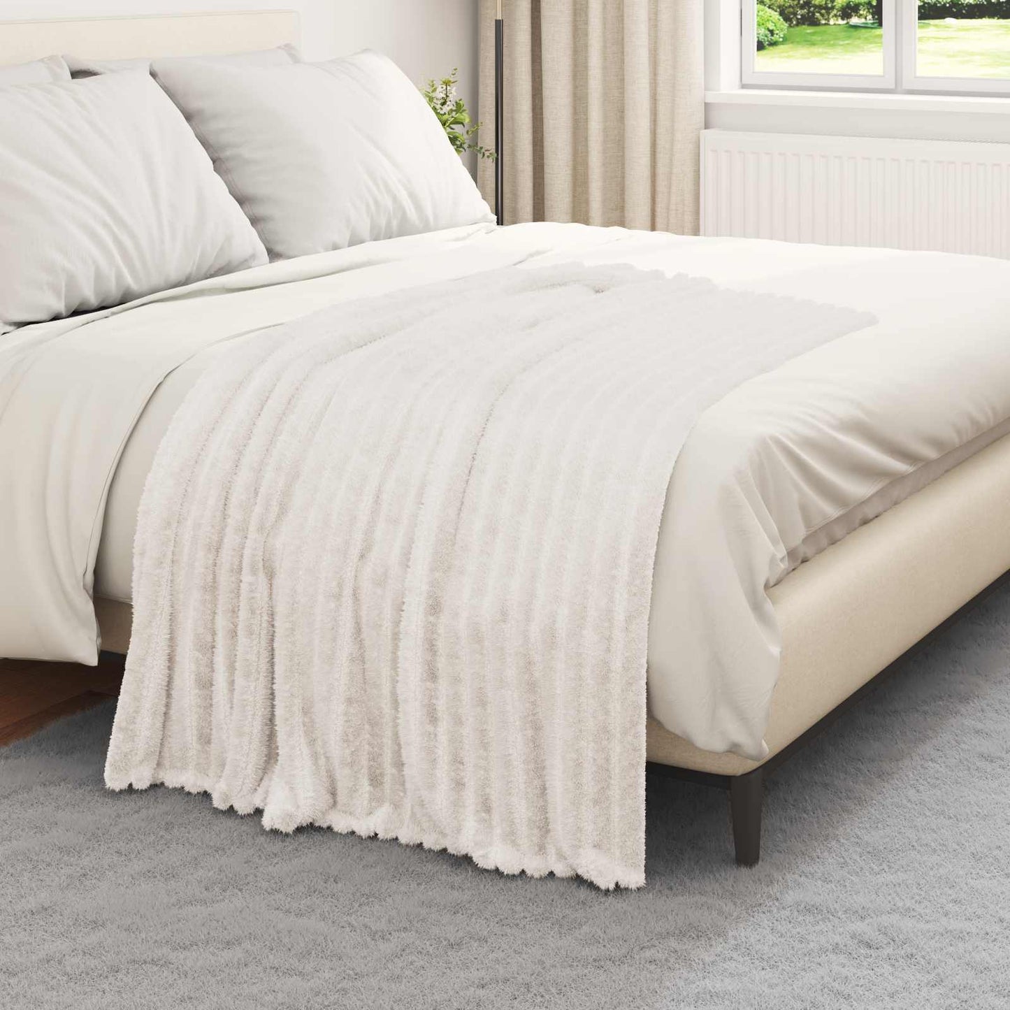 vidaXL Ριχτάρι Κρεμ 150 x 130 εκ 0,45 kg Μαλλί