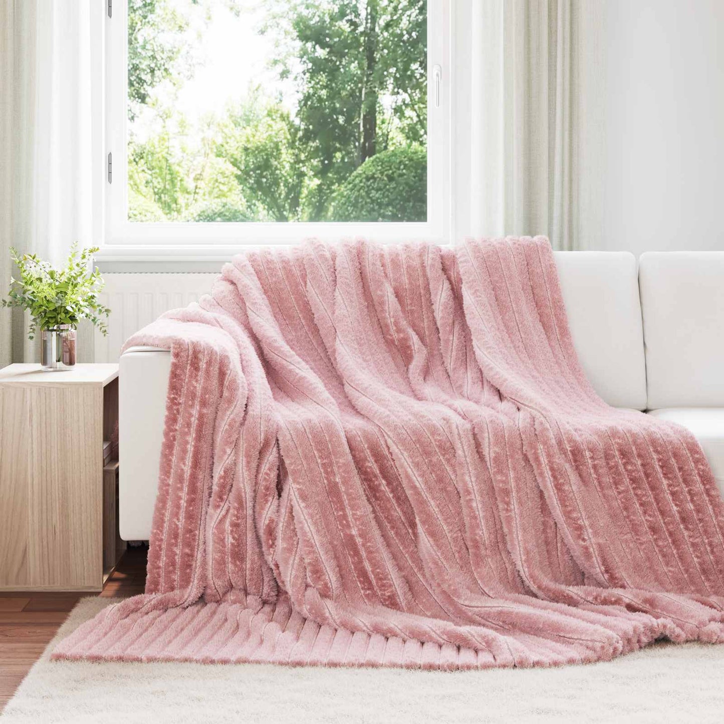 vidaXL Ριχτάρι Ροζ 270 x 240 cm 1,38 kg Μαλλί