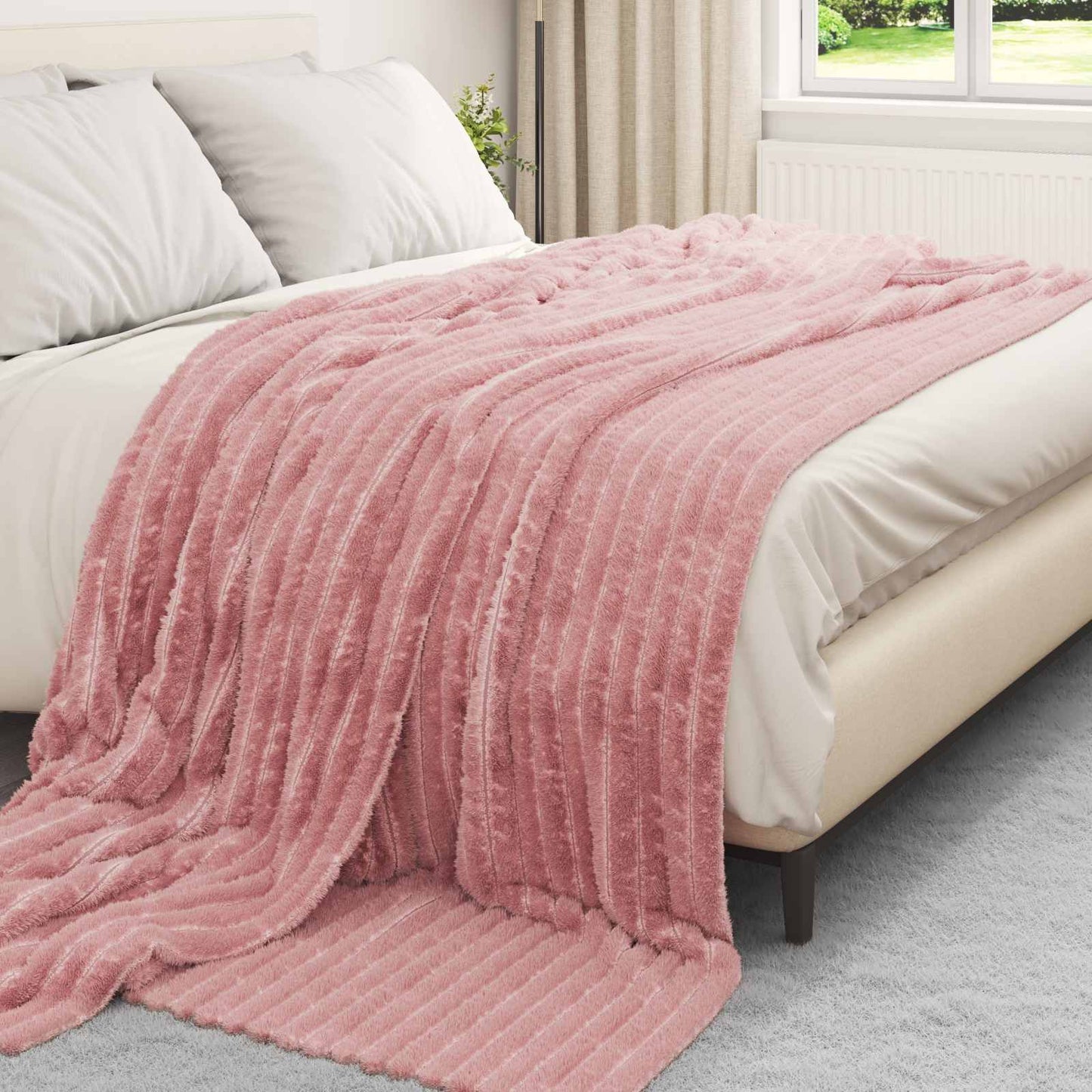 vidaXL Ριχτάρι Ροζ 270 x 240 cm 1,38 kg Μαλλί