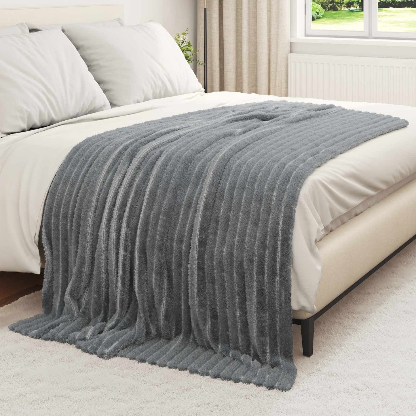 vidaXL Ριχτάρια 6 τμχ. Σκούρο Γκρι 200 x 150 cm 4,75 kg Μαλλί