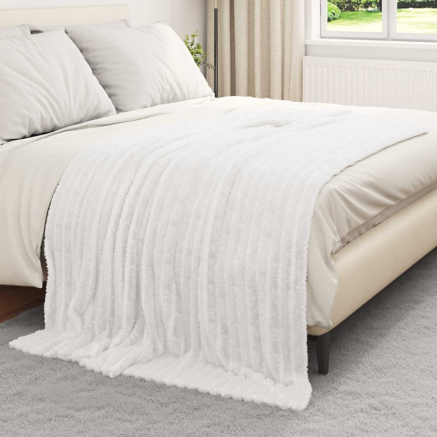 vidaXL Ριχτάρια 6 τμχ. Λευκό 200 x 150 cm 4,75 kg Μαλλί