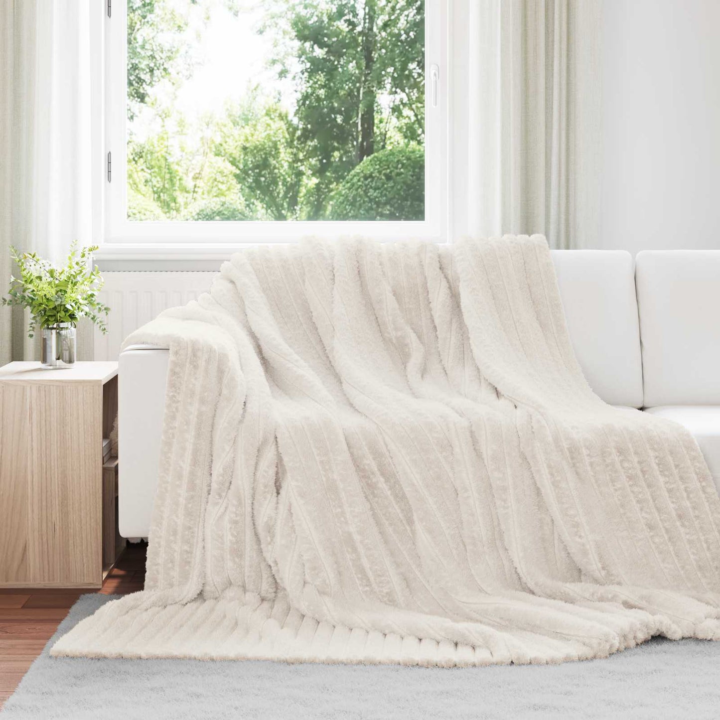 vidaXL Ριχτάρια 6 τμχ. Κρεμ 270 x 240 cm 9,51 kg Μαλλί