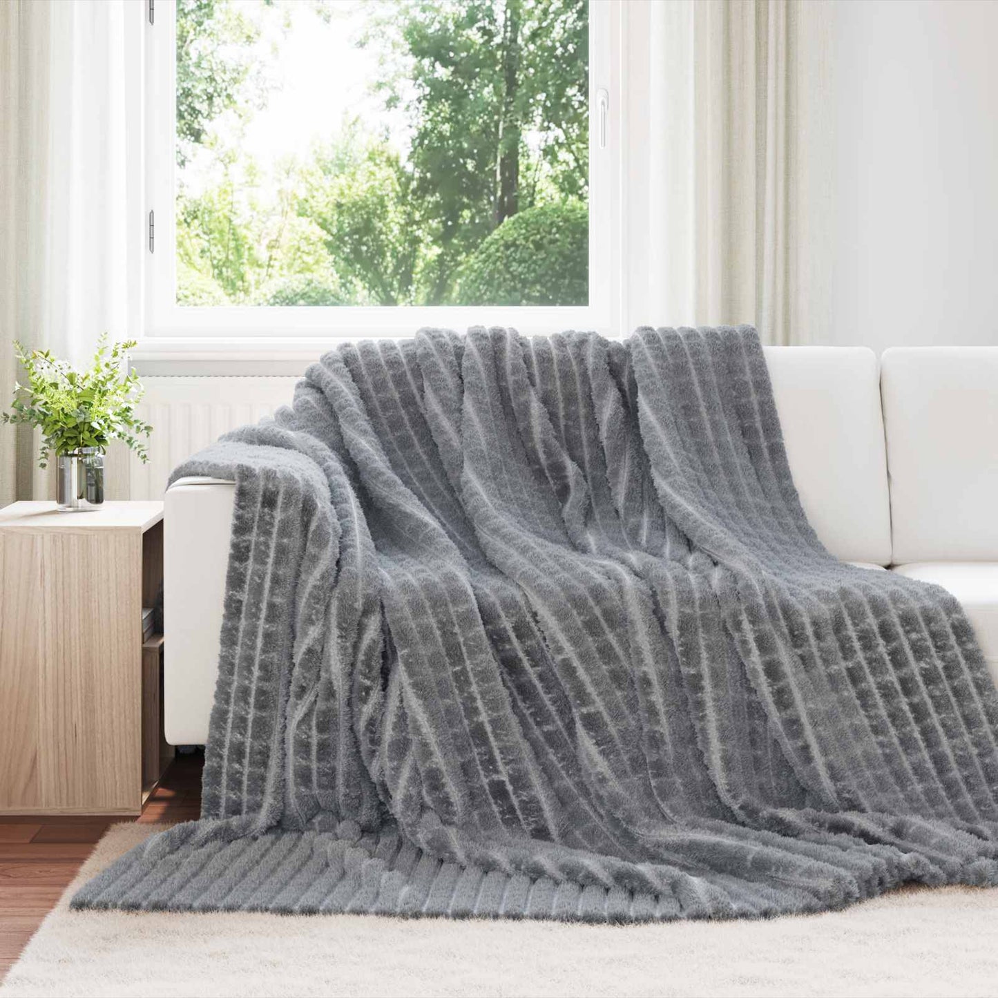 vidaXL Κουβέρτα Σκούρο Γκρι 270 x 240 cm Μαλλί