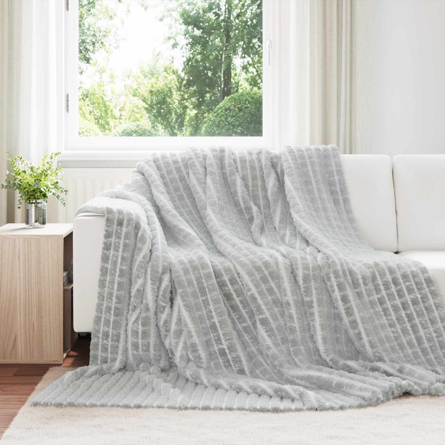 vidaXL Κουβέρτα Γκρι 240 x 220 cm Μαλλί