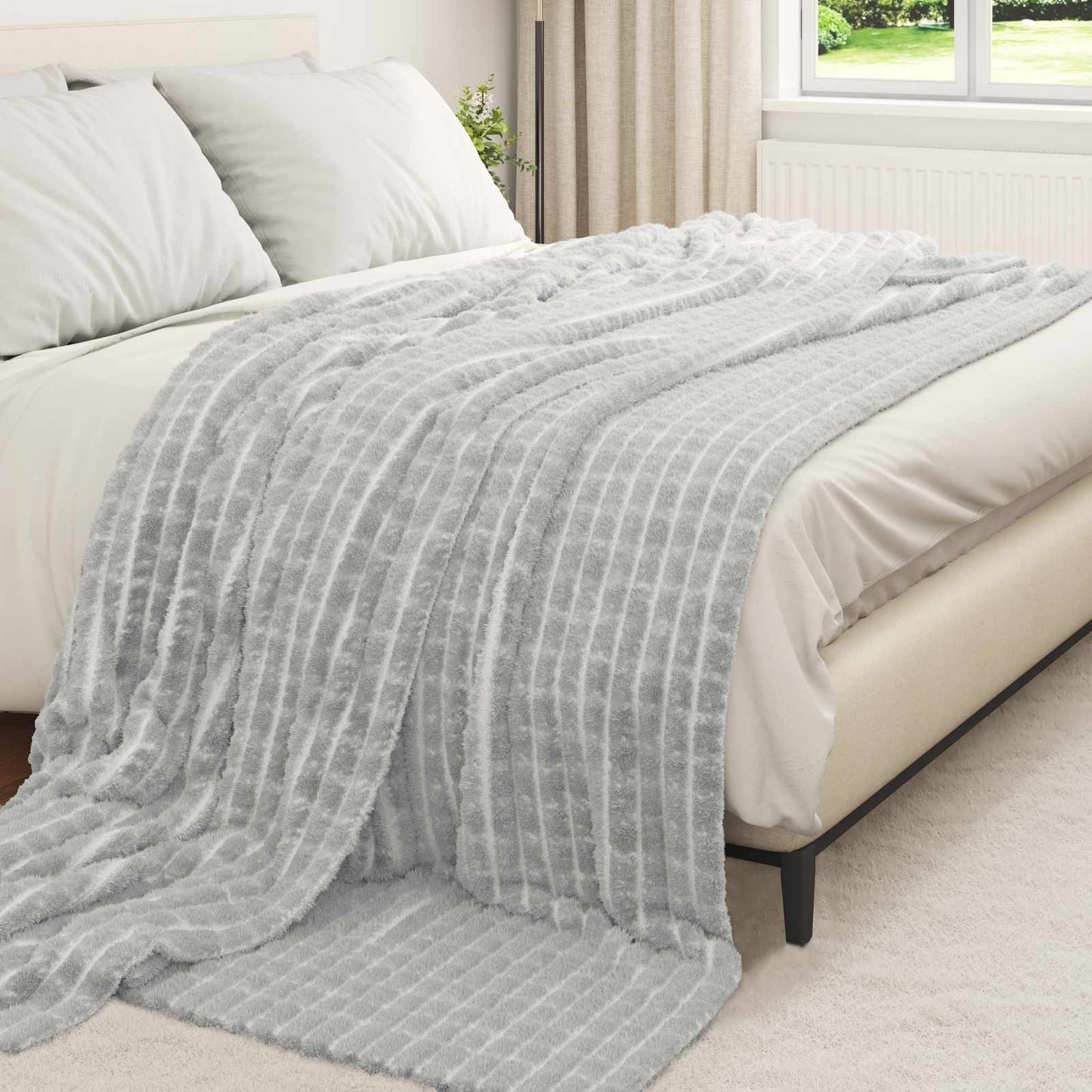 vidaXL Κουβέρτα Γκρι 270 x 240 cm Μαλλί