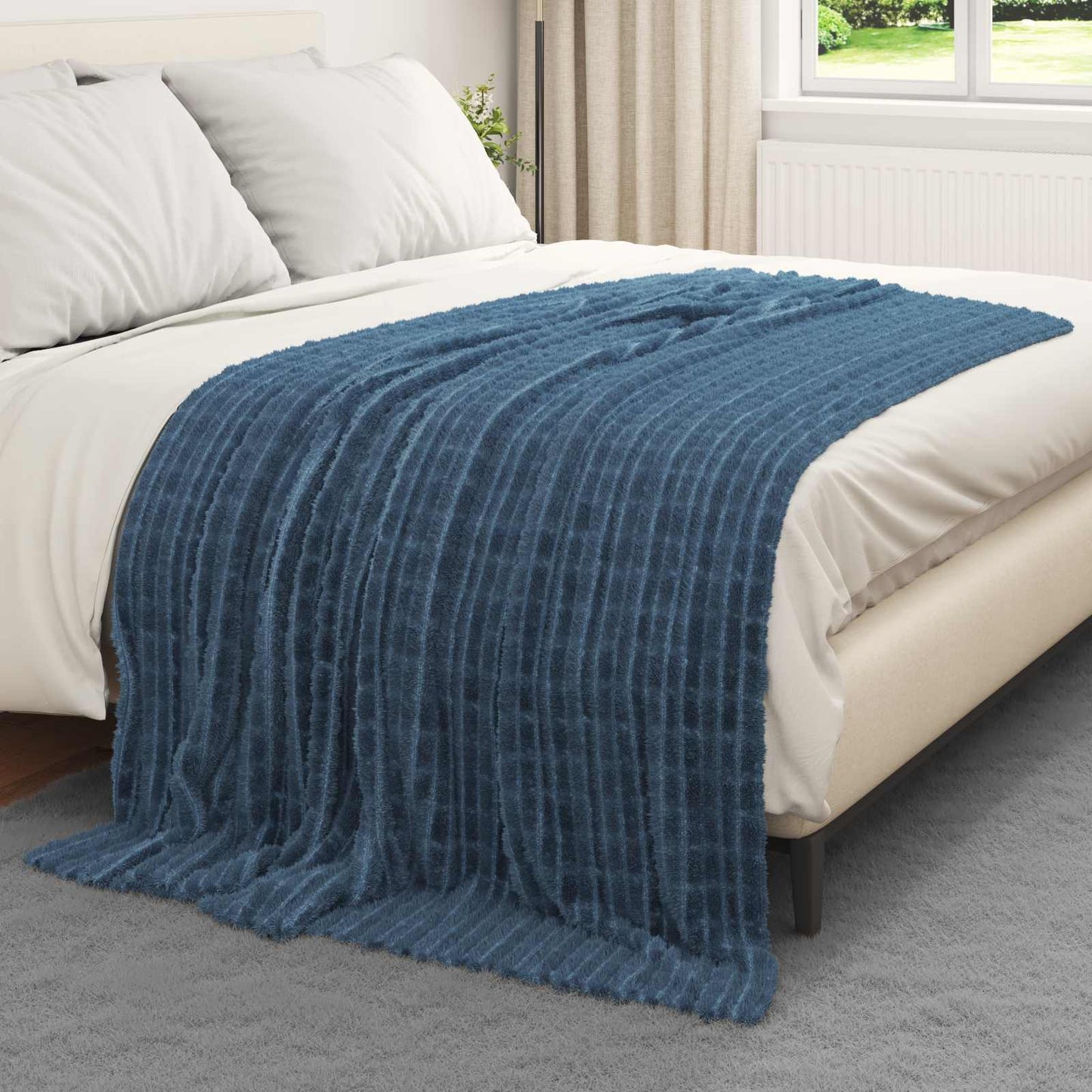 vidaXL Κουβέρτα Σκούρο μπλε 200 x 150 cm 0.75 kg Μαλλί