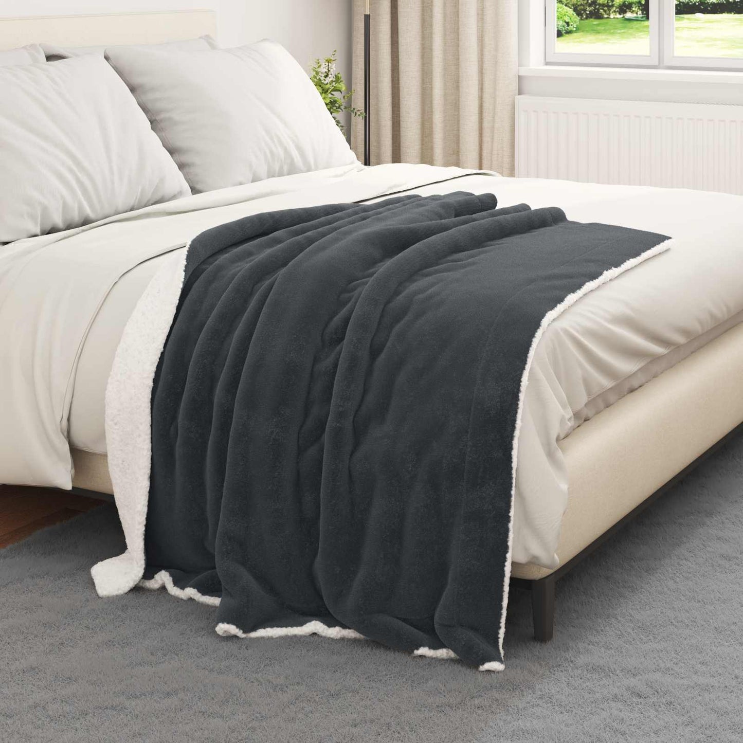 vidaXL Κουβέρτα Σκούρο Γκρι 130 x 150 cm Μαλλί