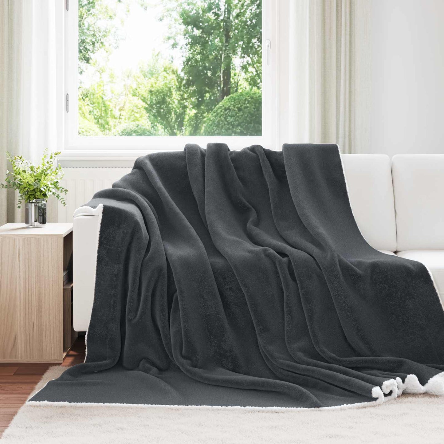 vidaXL Κουβέρτα Σκούρο Γκρι 220 x 240 cm Μαλλί