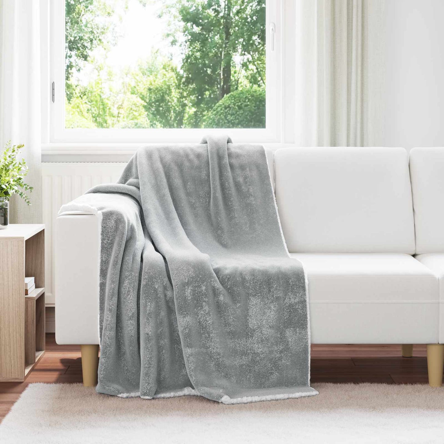 vidaXL Κουβέρτα Γκρι 130 x 150 cm Μαλλί