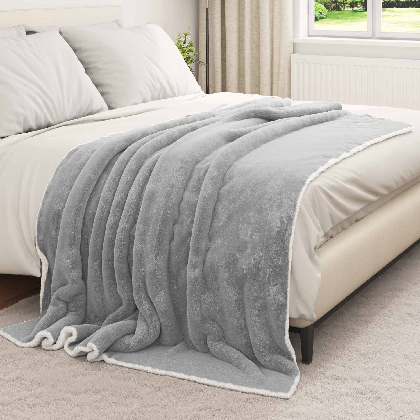 vidaXL Κουβέρτα Γκρι 150 x 200 cm Μαλλί