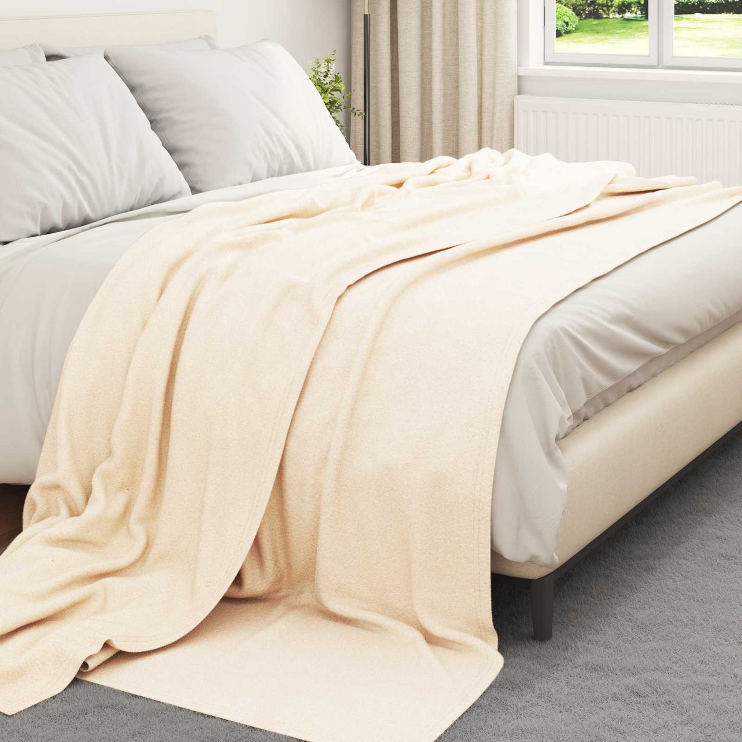 vidaXL Ριχτάρι Κρεμ 270 x 240 cm 0.86 kg Μαλλί