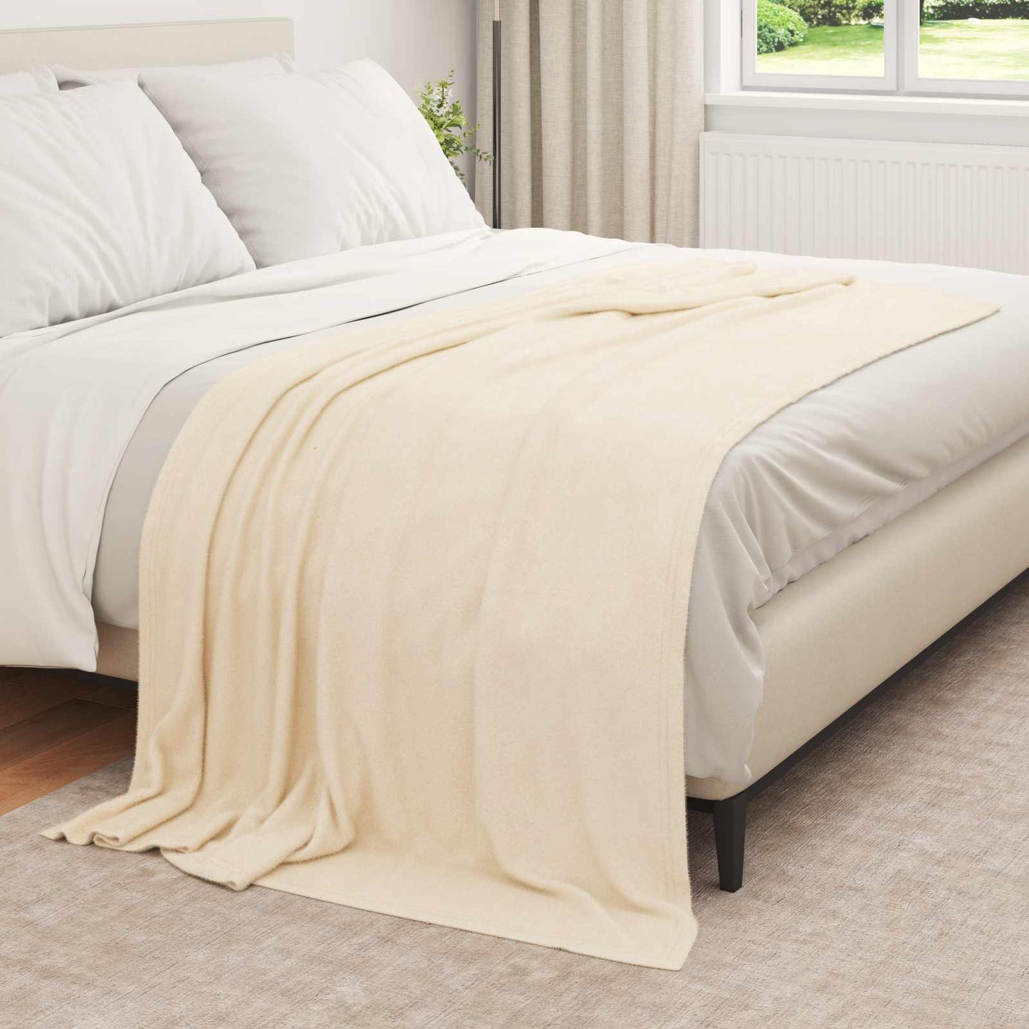 vidaXL Ριχτάρι Κρεμ 210 x 140 εκ 0.41 kg Μαλλί