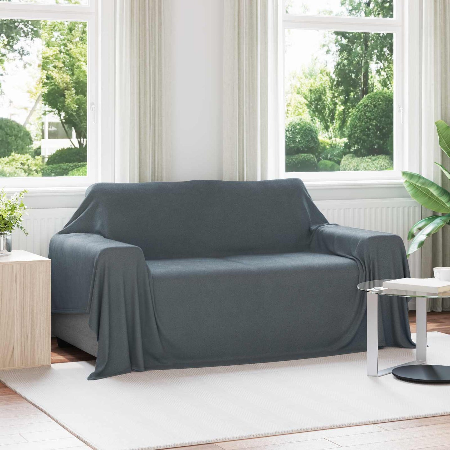 vidaXL Ριχτάρι Σκούρο Γκρι 280 x 210 εκ. 0.84 kg Μαλλί