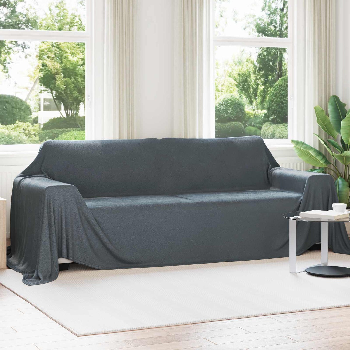 vidaXL Ριχτάρια 6 pcs Σκούρο Γκρι 350 x 270 εκ. Μαλλί